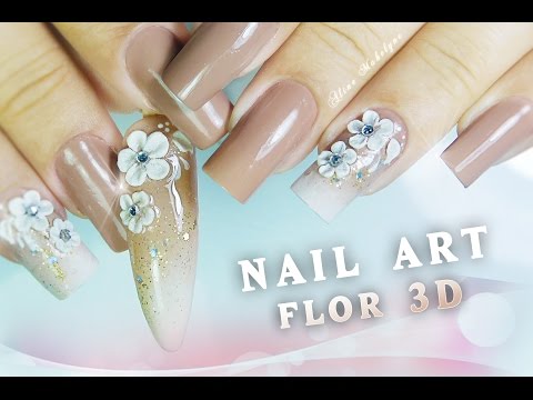 Decoração de Unhas em 3D fácil Passo a passo | Flower 3D Nail art | Aline Makelyne