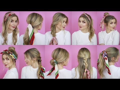 10 PENTEADOS COM LENÇOS! (MUITO FÁCIL) 10 EASY SCARF HAIRSTYLES | Alice Trewinnard