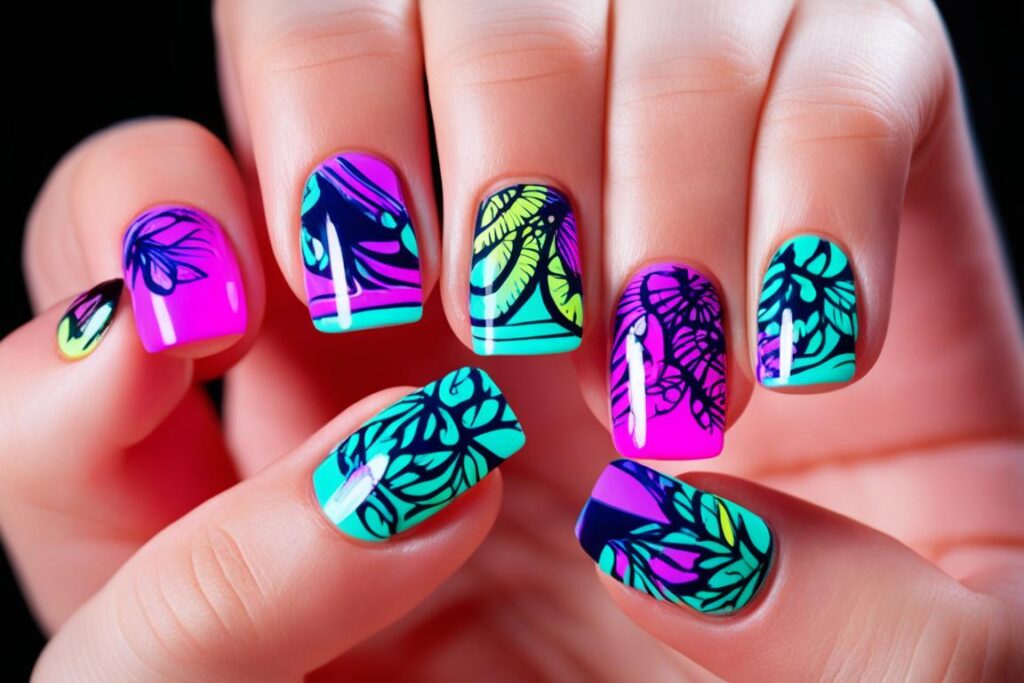 Unhas decoradas com neon Unhas decoradas com neon