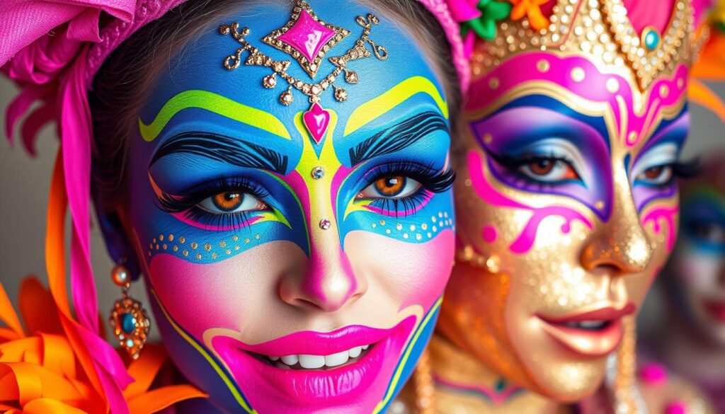 cores maquiagem carnaval